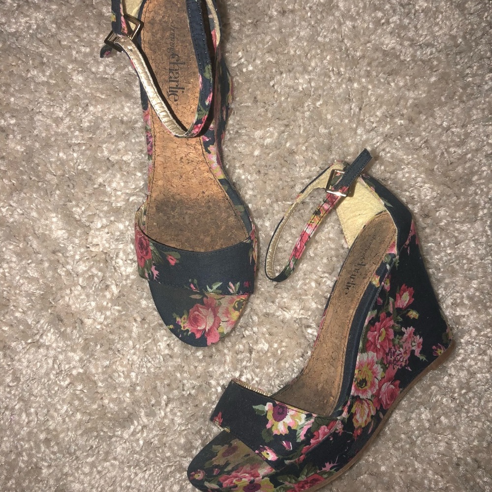 Floral Print Wedges